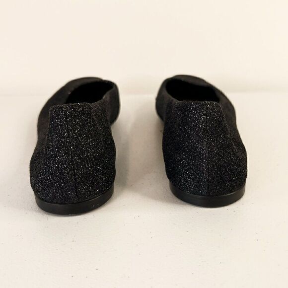 Giuseppe Zanotti Malika Black Leather Glitter Cap Toe Ballet Flats - Picture 4 of 7